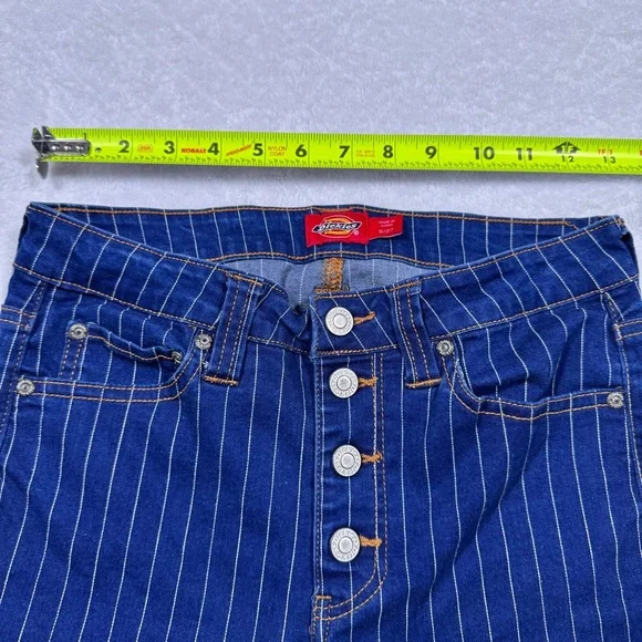 Dickies Women's High Rise Blue Striped Jeans - Size 5/27 - Picture 8 of 10